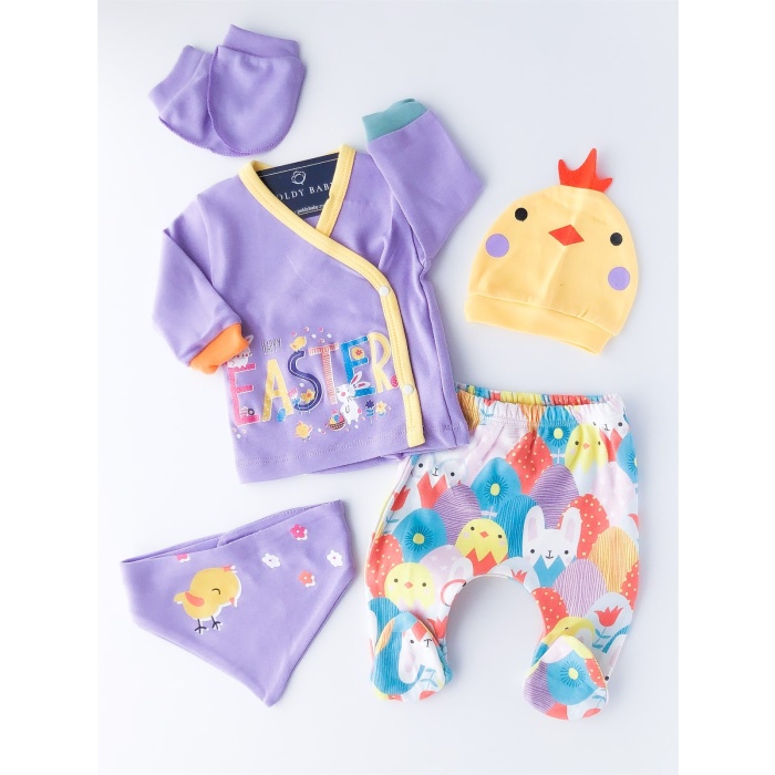 Happy Easter 5pcsBodysuit Set Lila