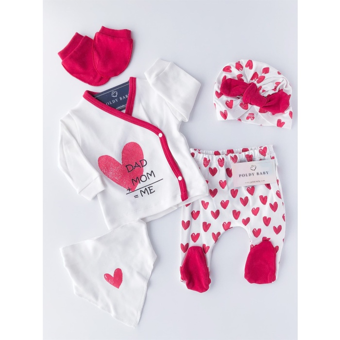 Mom Dad And Me 5pcsBodysuit Set Red