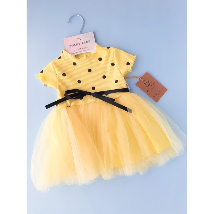 Polka Dot Tulle Dress Yellow