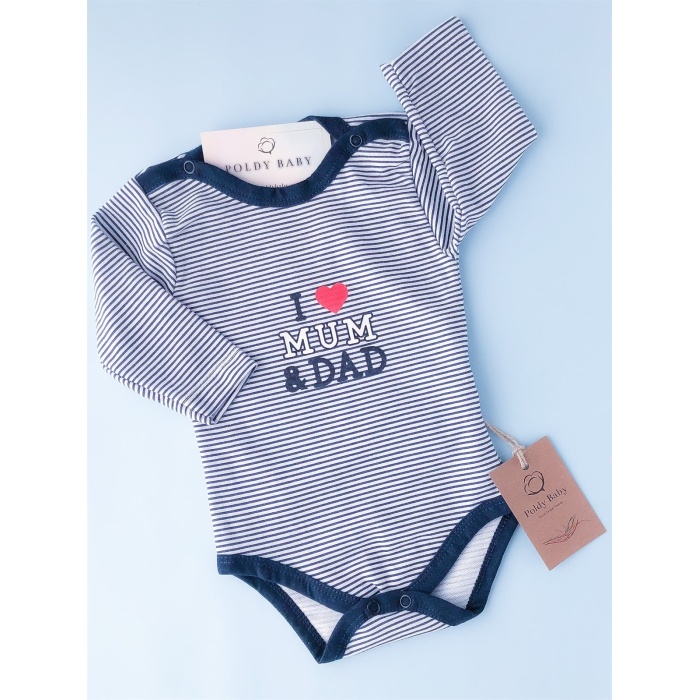 Love Mom Dad Long Sleeve Badi Navy Blue