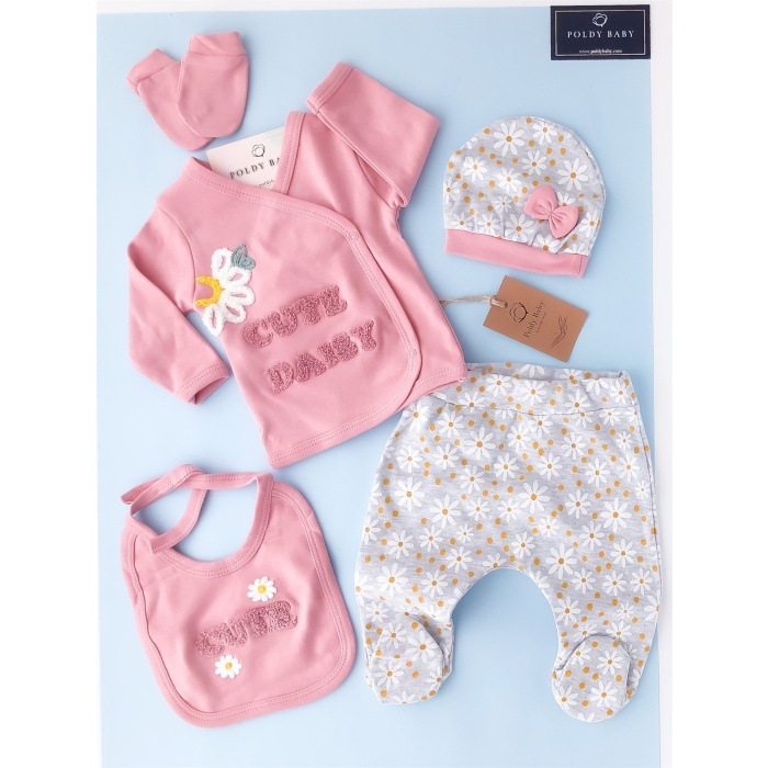 Cute Daisy 5 Pcs Jumper Set Rose Dry