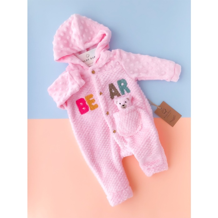 Teddy Starter Plush Jumpsuit Pink