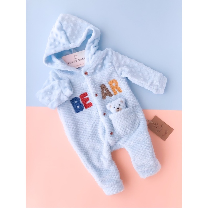 Teddy Starter Plush Overalls Blue