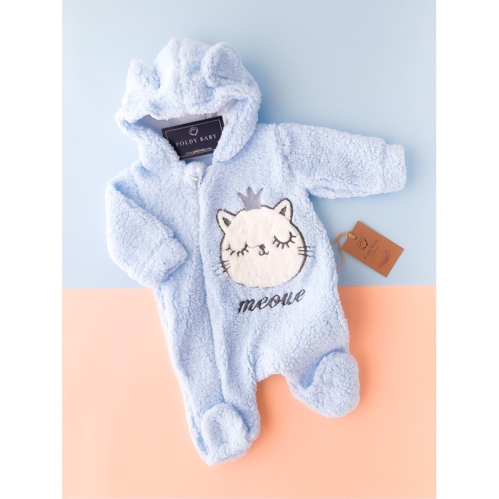 Meov Cat Plush Overalls Blue