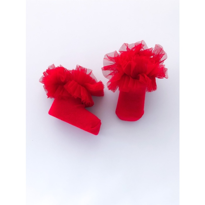 Tulle Fancy Baby Socks Red