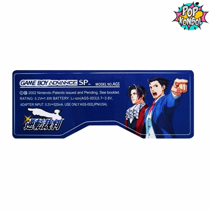 Gameboy Advance SP Arka Etiket Ace Attorney GBA SP Sticker MODEL 05