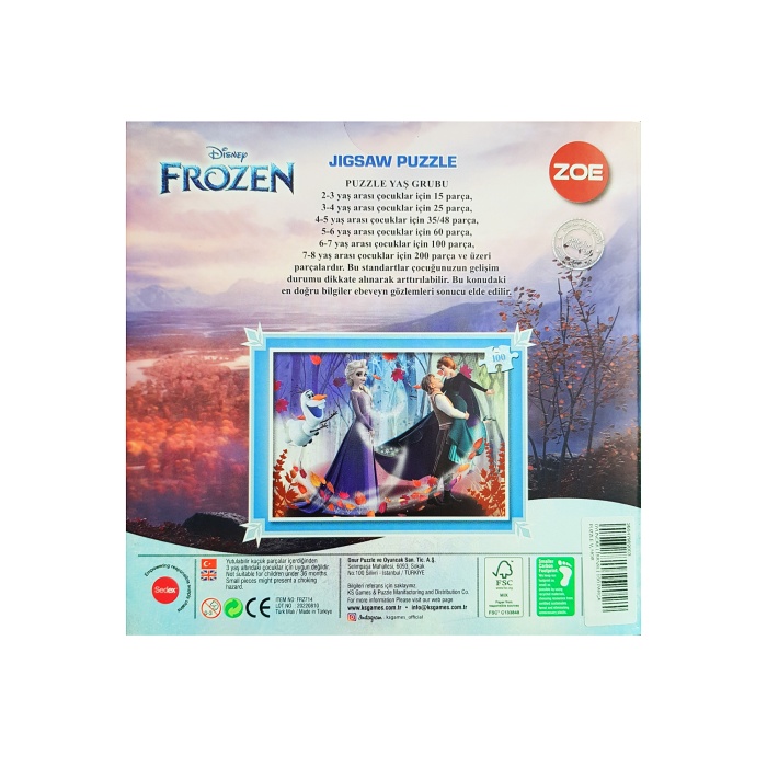 Çocuk Yapboz 100 Parça Frozen Karlar Ülkesi Puzzle