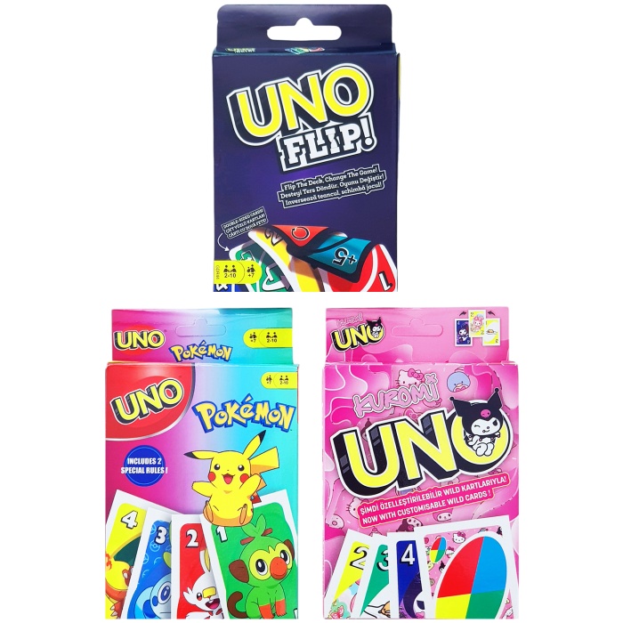 Uno Flip Pokemon ve Kuromi Oyun Kartları Seti