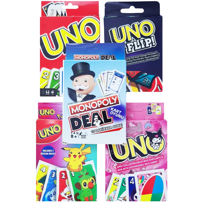 Uno Flip Pokemon Kuromi Deal Emlak Oyun Kartları 5li Set