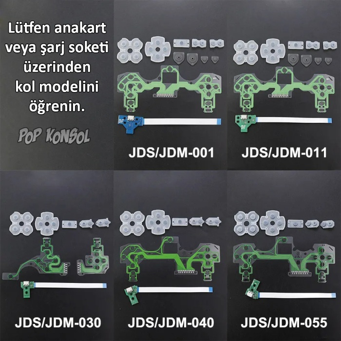 PS4 040 Model Tamir Seti İç Film Flex Şarj Soketi İç Lastik Takımı Playstation 4 Kol Yedek Parça