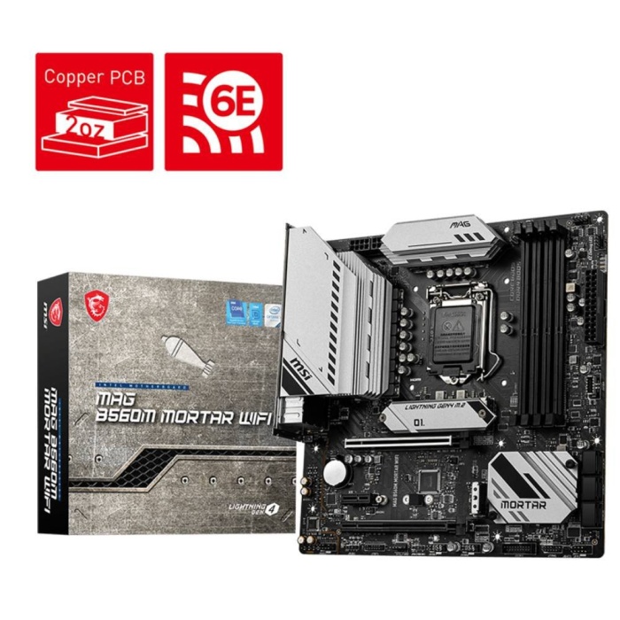 MSI MAG B560M MORTAR WIFI 5066MHz(OC) DDR4 Soket 1200 M.2 HDMI DP mATX Anakart