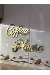 Coffee Please Aynalı Gold Pleksi Duvar Yazısı Mutfak Dekoru