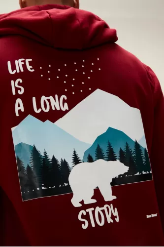 Bad Bear Long Story Kapüşonlu Erkek  Sweatshirt - Bordo