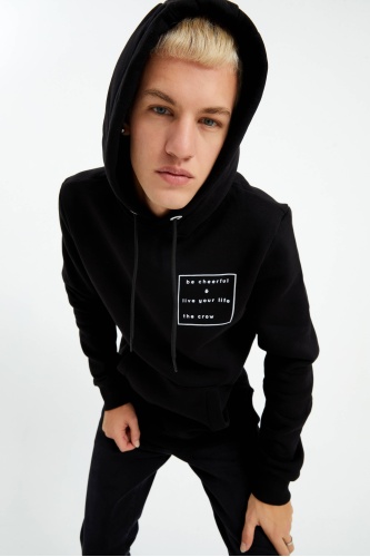 The Crow Erkek Motto Sweatshirt - Siyah