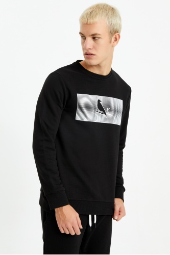 The Crow Erkek Pinn Sweatshirt - Siyah