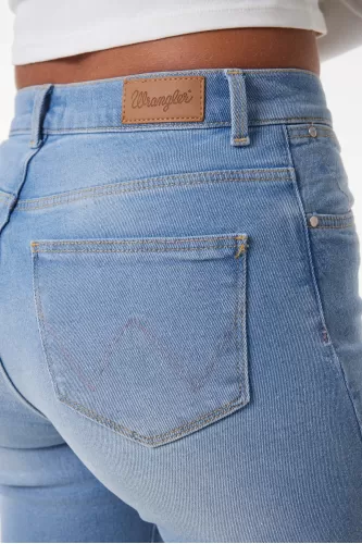 Wrangler High Rise Skinny Fit Denim Esnek Yüksek Bel Jean- Açık Mavi