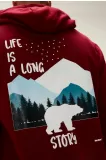 Bad Bear Long Story Kapüşonlu Erkek  Sweatshirt - Bordo