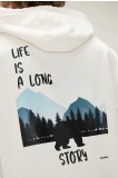 Bad Bear Long Story Kapüşonlu Erkek  Sweatshirt - Beyaz