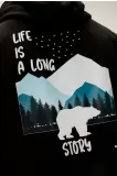 Bad Bear Long Story Kapüşonlu Erkek  Sweatshirt - Siyah