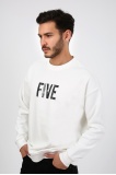 Five Pocket Erkek Bisiklet Yaka Sweatshırt - Beyaz