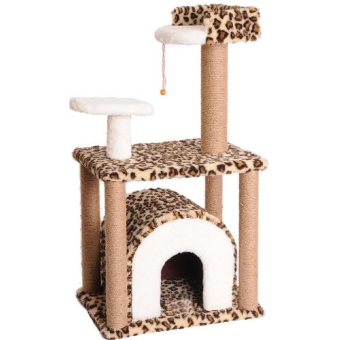 CAT HAUSE S SERİSİ S01L KEDİ TIRMALAMA PLATFORMU LEOPAR DESENLİ 40X55X105