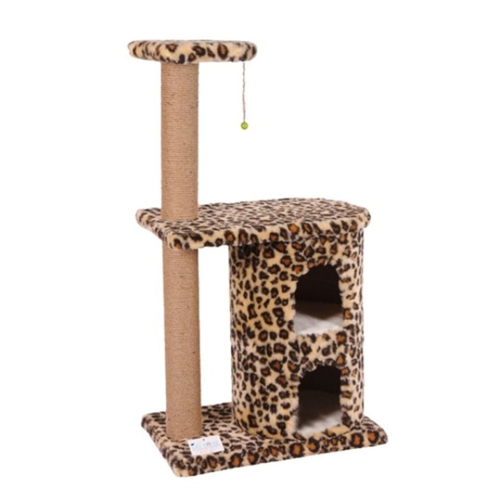 CAT HAUSE S SERİSİ S03L KEDİ TIRMALAMA PLATFORMU LEOPAR DESENLİ 35x55x103