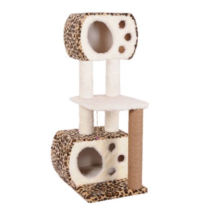 CAT HAUSE S SERİSİ S08L KEDİ TIRMALAMA PLATFORMU LEOPAR DESENLİ 40X55X128