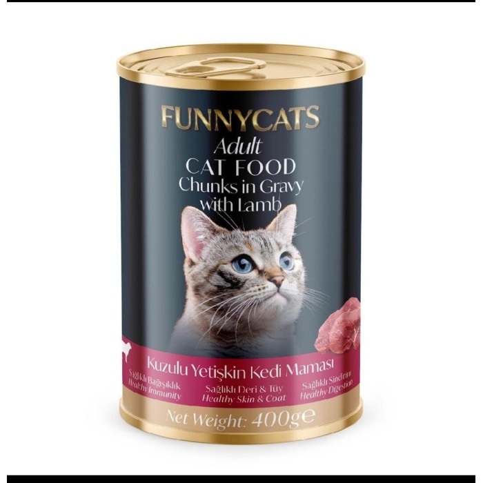 FUNNY CATS  KUZULU  YETİŞKİN KEDİ  KONSERVE MAMA 400 GR 12Lİ