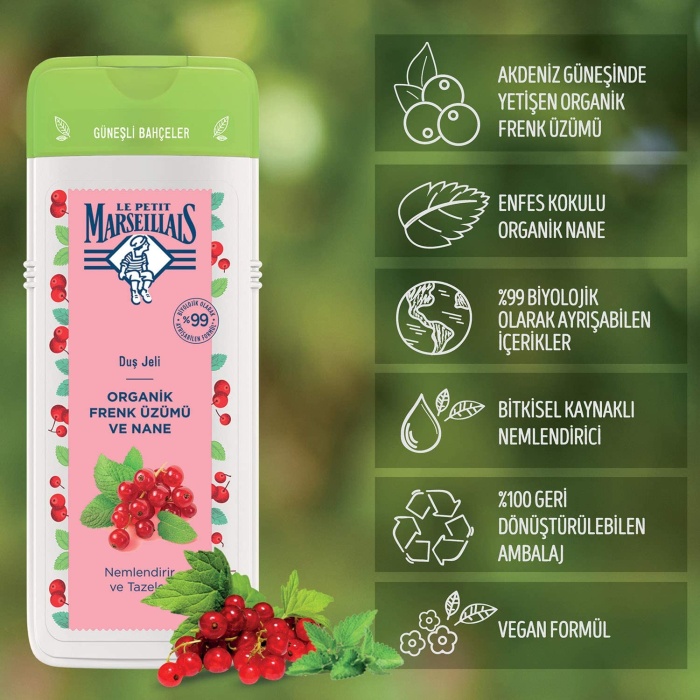 Le Petit Marseillais Organik Frenk Üzümü ve Nane Duş Jeli 400 ML