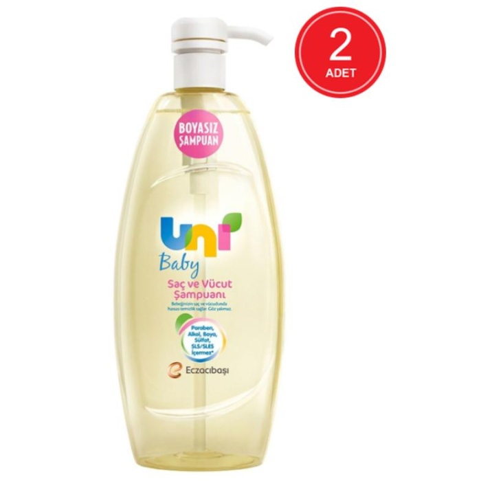 Uni Baby Boyasız Bebek Saç ve Vücut Şampuanı 2 x 900 ML