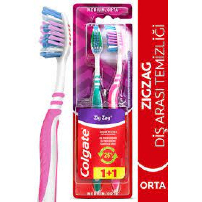 Colgate ZigZag 1 + 1 Diş Fırçası MediumMavi - Mor