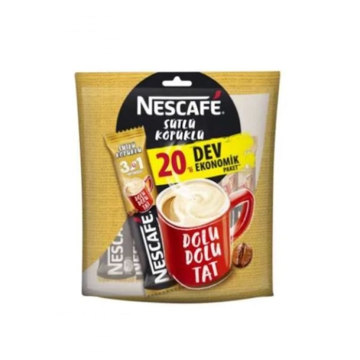 Nescafe 3 ü 1 Arada Sütlü Köpüklü Kahve 20 x 17.4 G