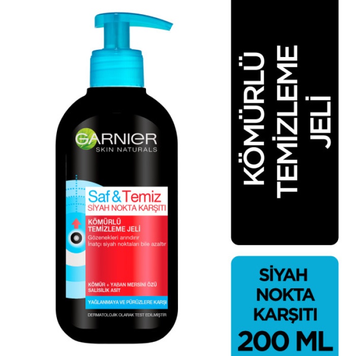 Garnier Saf&Temiz Siyah Nokta Karşıtı Kömürlü Temizleme Jeli 200 Ml