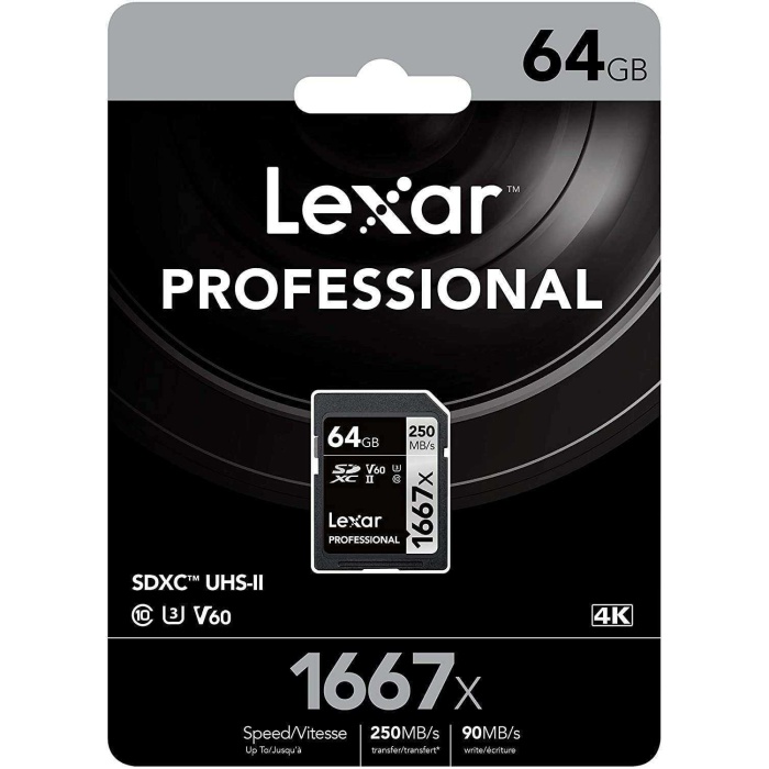 LEXAR 64GB 1667X 250MB/s SD Hafıza Kartı