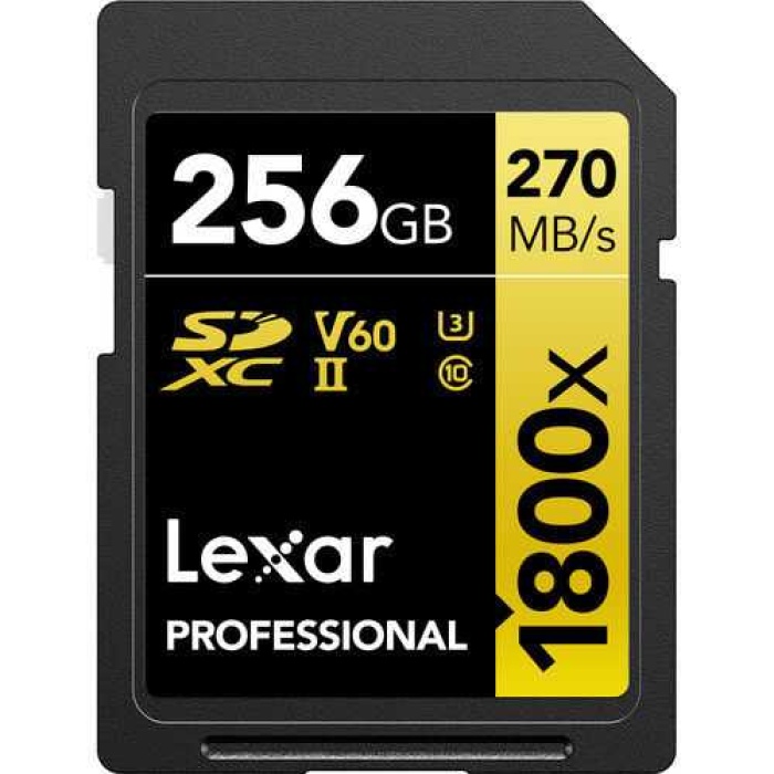 Lexar SD 256GB Profesyonel 1800x UHS-II SDXC Hafıza Kartı (GOLD Serisi)