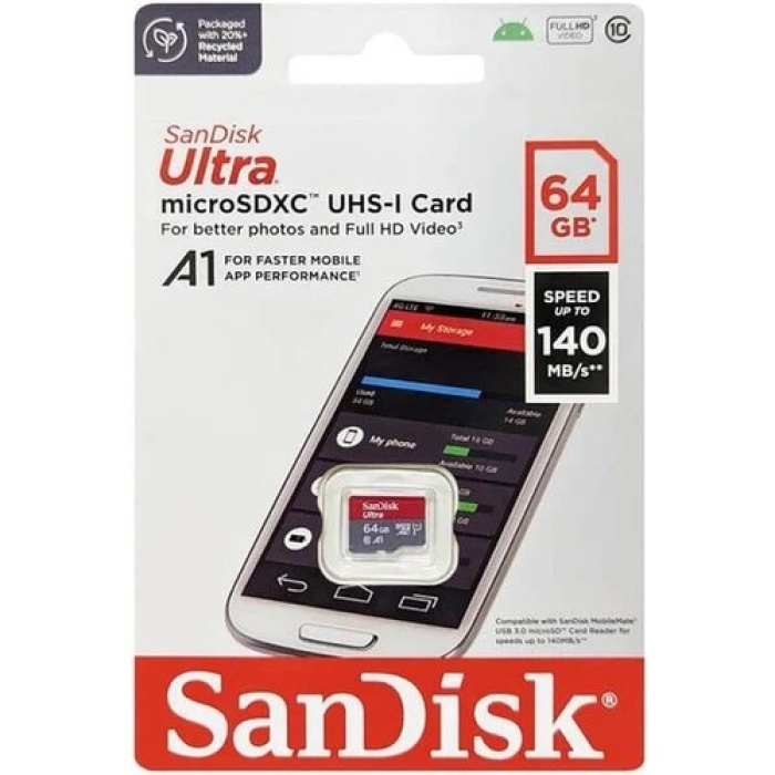 SanDisk Ultra 64GB 140MB/s microSDXC UHS-I Hafıza Kartı