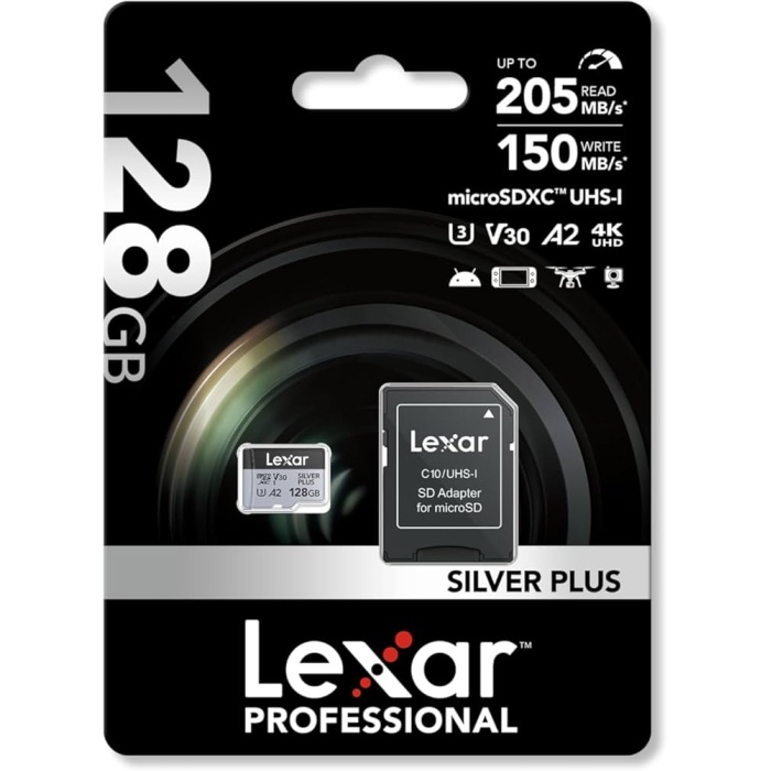 Lexar Professional 128GB 205 MB/s Silver Plus Mikro SD Hafıza Kartı