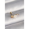 316L Çelik Gold Renk Zirkon Taş Detaylı Beyaz Çiçek Model Tragus Piercing - TJ-PR1356