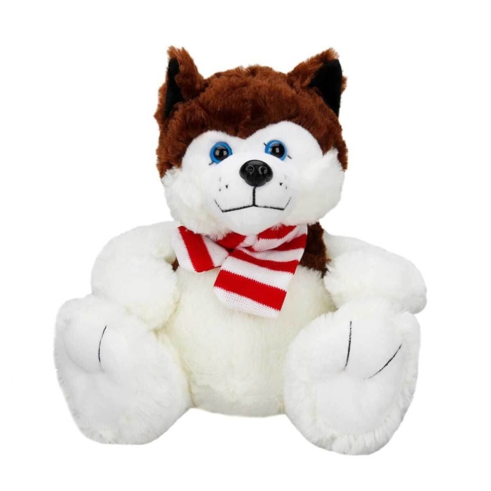 Sunman Oturan Husky Atkılı Peluş Köpek 30 cm