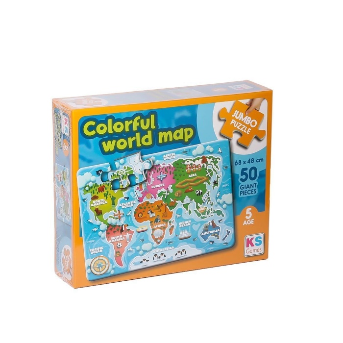 JP 31015 Colorful World Map Jumbo Puzzle 50 Parça -Ks Puzzle