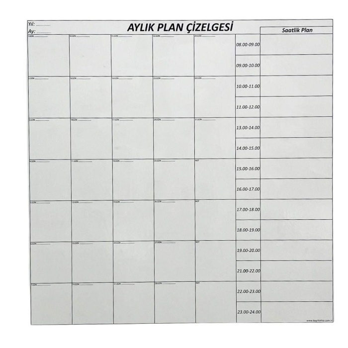 Aylık Planlayıcı Manyetik Duvar Stickerı Takvim Plan Çizelgesi-56X70 cm