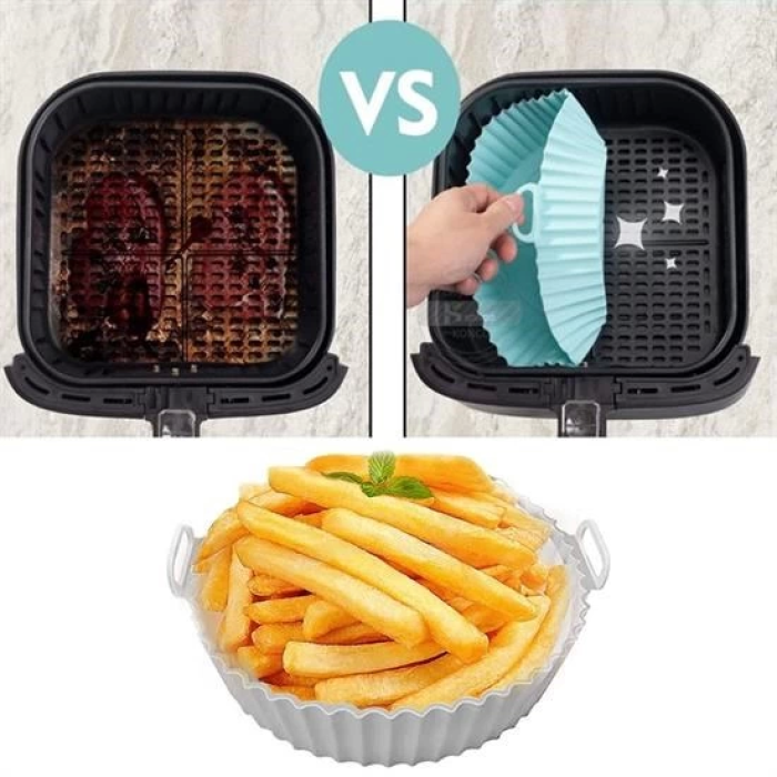 Renkli Isıya Dayanıklı Yıkanılabilir Silikon Fırın Ve Airfryer Yuvarlak Pişirme Matı 20 Cm