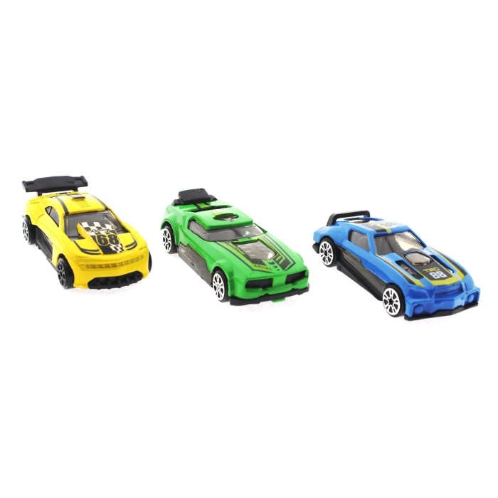 Die Cast Metal 3lü Yarış Arabaları Yeşil Araçlı