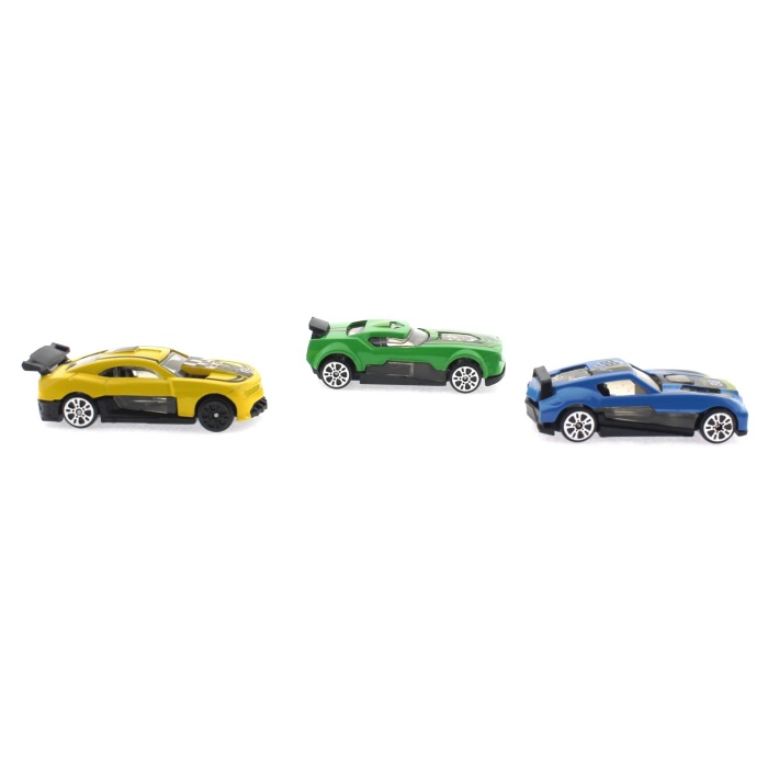 Die Cast Metal 3lü Yarış Arabaları Yeşil Araçlı