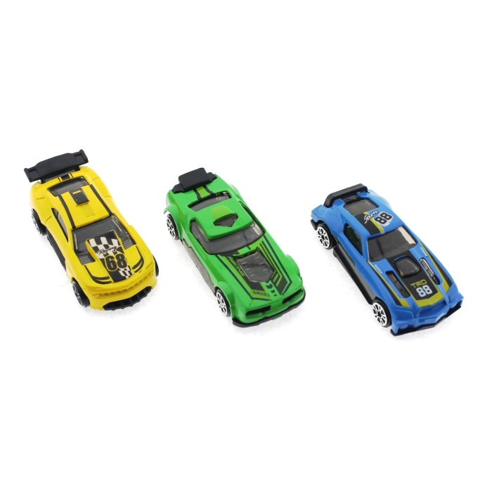 Die Cast Metal 3lü Yarış Arabaları Yeşil Araçlı