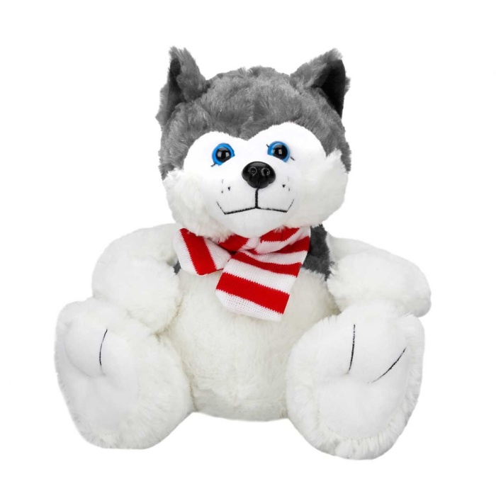 Sunman Oturan Husky Atkılı Peluş Köpek 30 cm