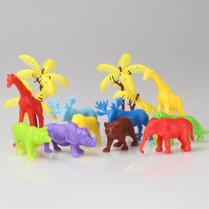 669 Toy Play 12 Parça Renkli Mini Vahşi Hayvanlar Figür Seti 4-6 cm