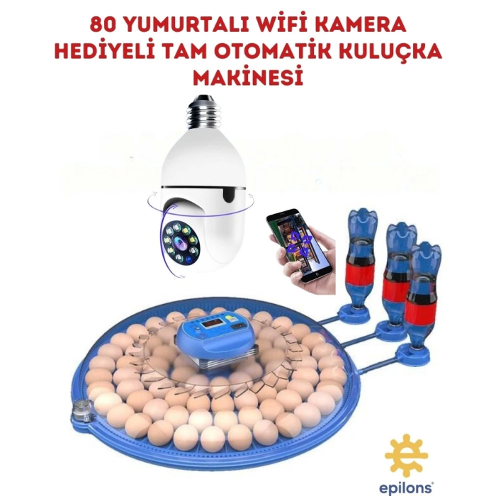 80 Yumurta Kapasiteli Tam Otomatik Çiftlik Kuluçka Makinesi Wifi Ampul Kamera Hediyeli Mz-80