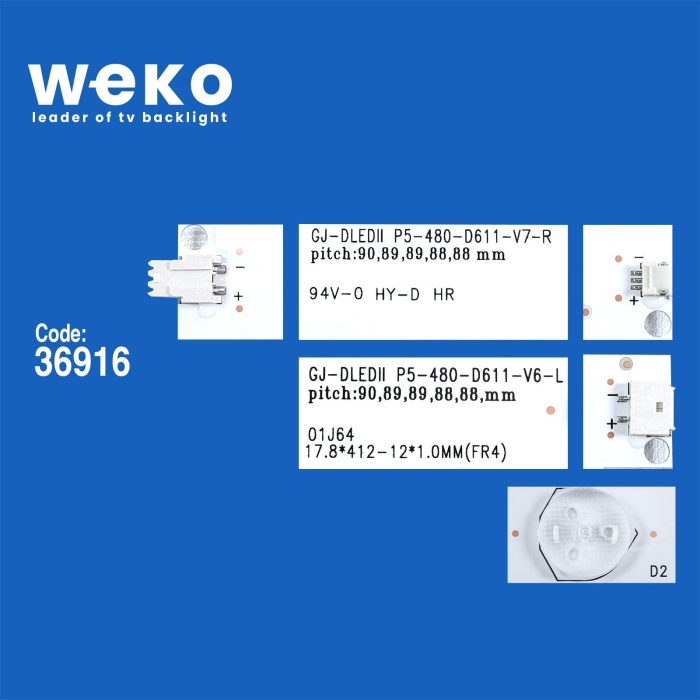 6212 36916X6 GJ-2K15-D2P5-480-D611-V3  6 ADET LED BAR (BÖLÜNMÜŞ MODEL)