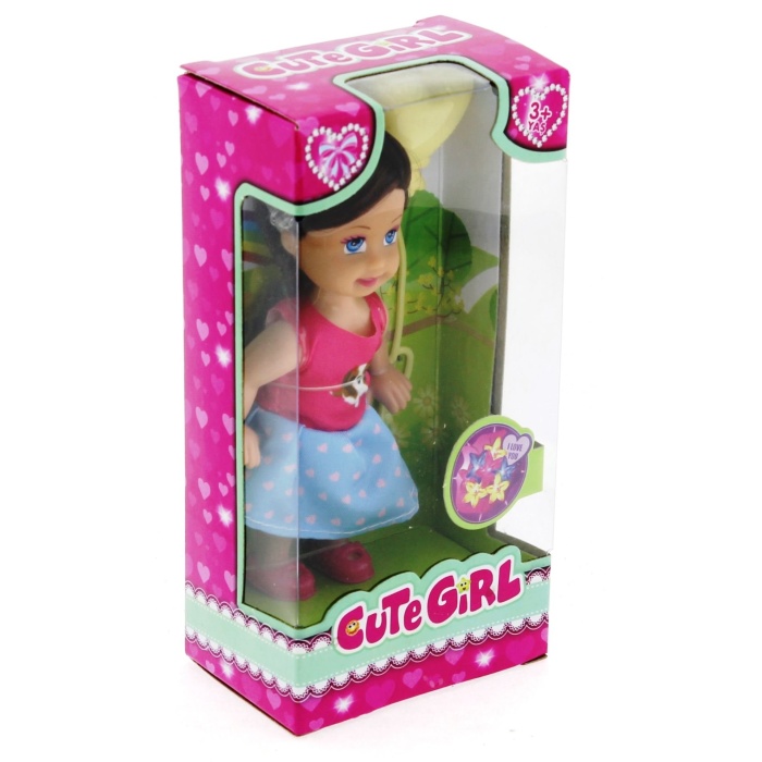 Cute Girl Sarı Balonlu Kumral Mini Bebek